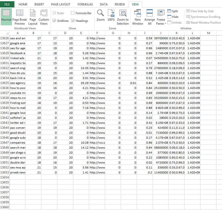 Excel 16000 rows