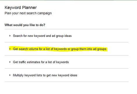 keyword planner screenshot