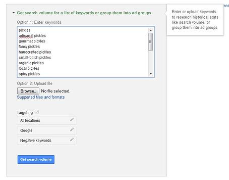 enter keywords example screenshot