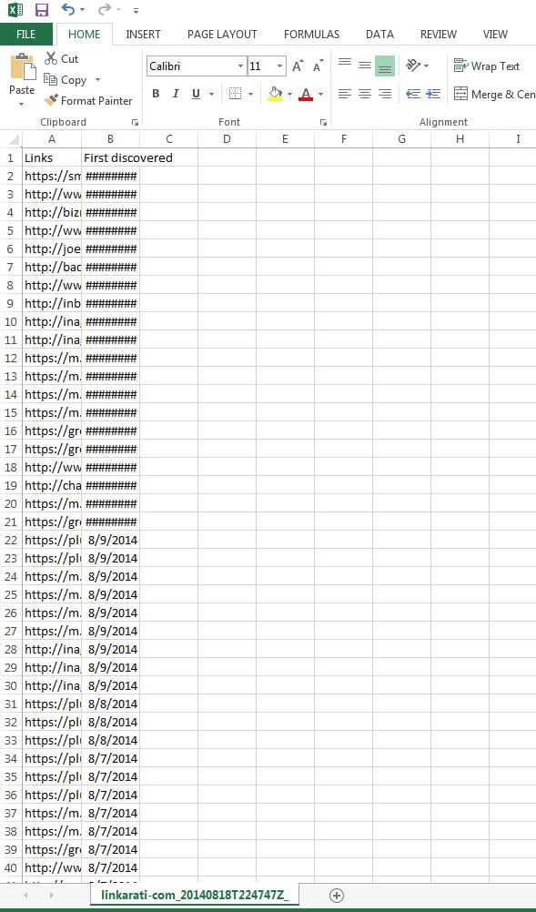 Excel link data