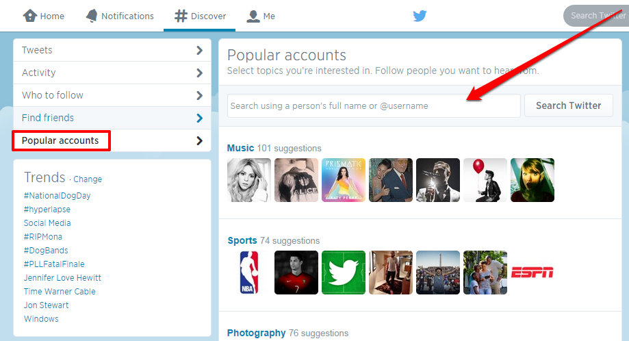 twitter popular accounts with Arrow