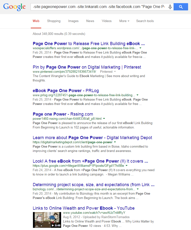 Advaned modifier eBook SERP