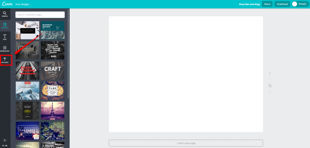 Canva Design Page Uploads