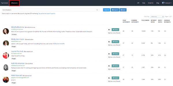 buzzsumo influencers