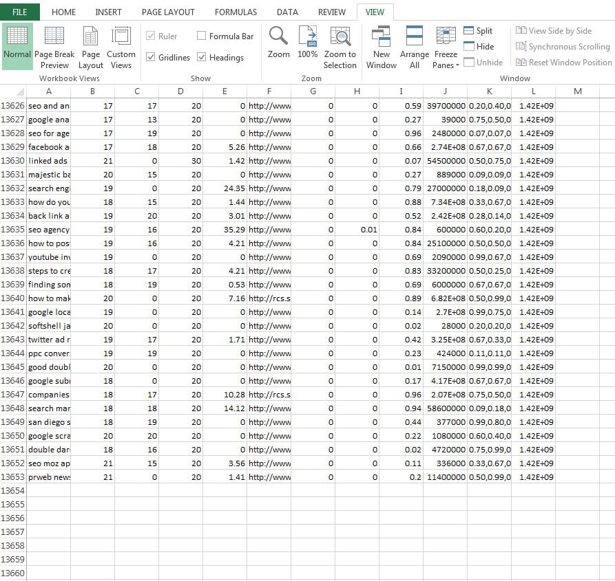 Excel 16000 rows