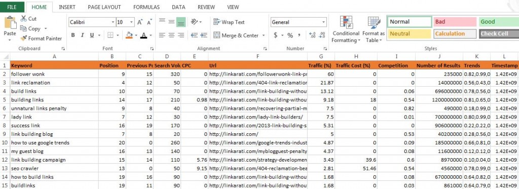 Excel top row visible