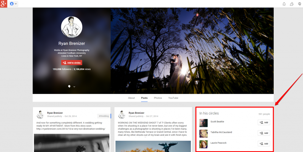 Google Plus Ryan Brenizer Profile Cap with Arrow