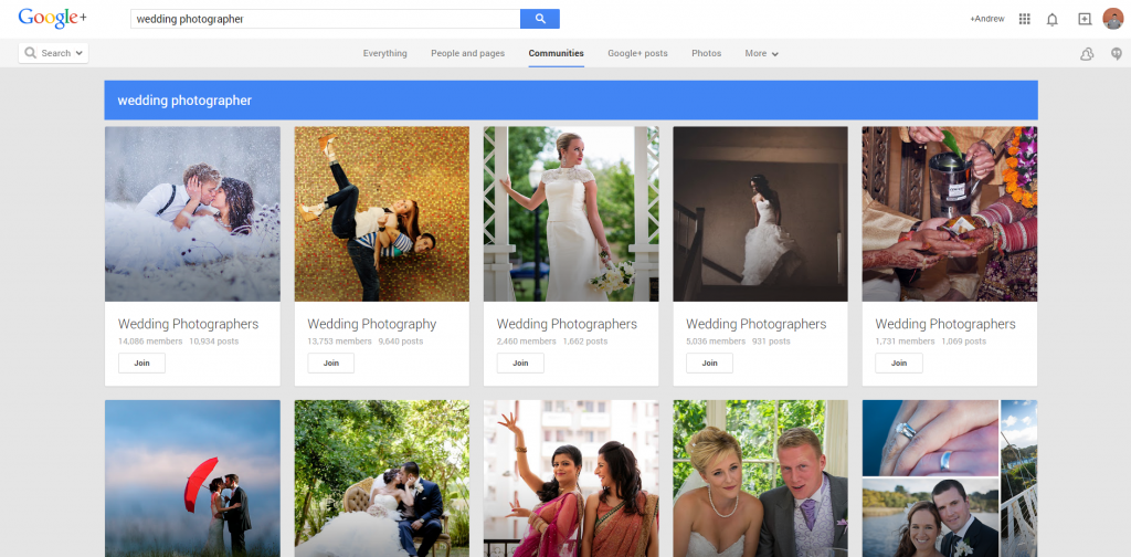 Google Plus Wedding Photog Results