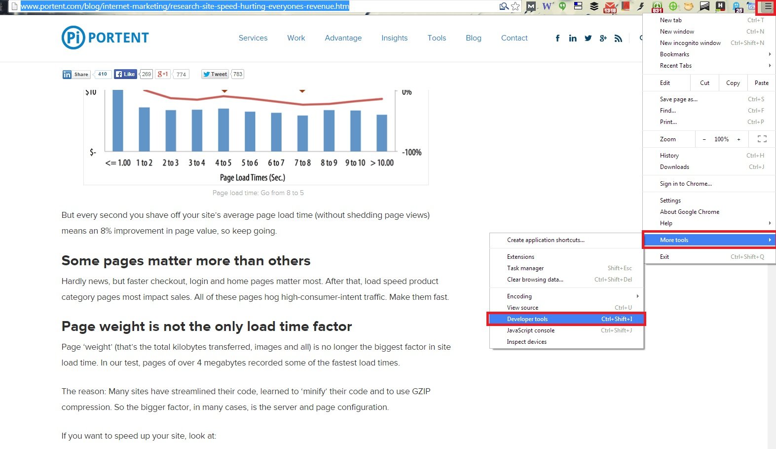 Chrome options developer tools