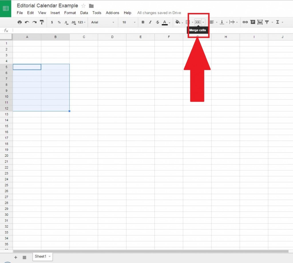 Merge cells button Google Docs