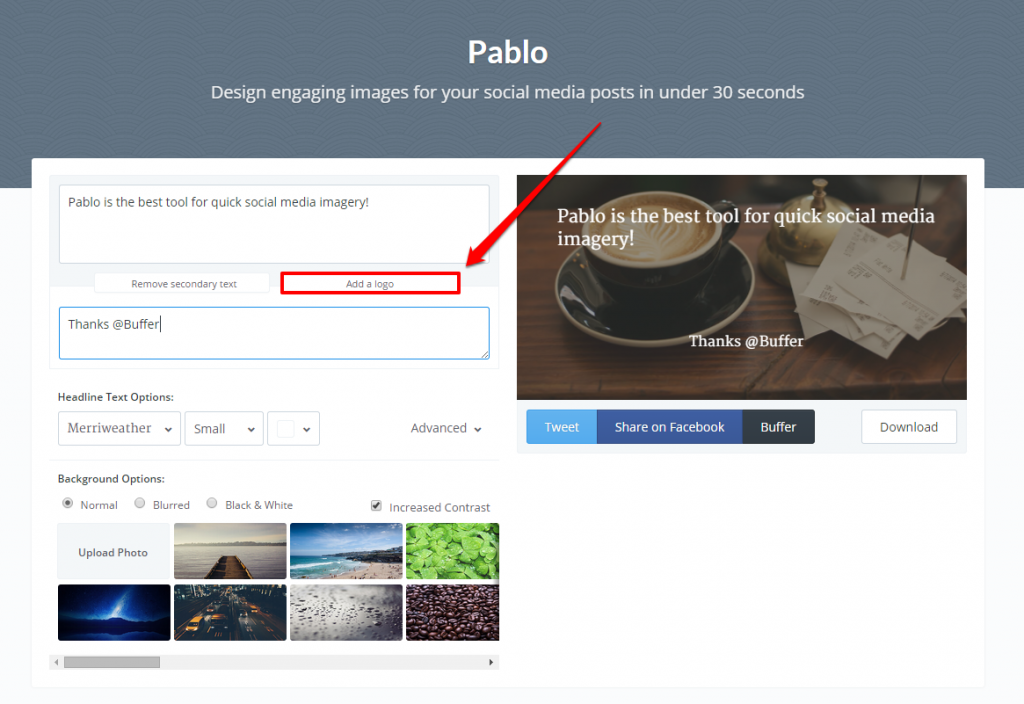 Pablo Add a Logo Button