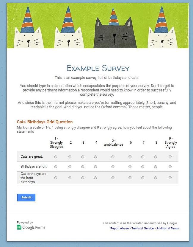 Example survey live