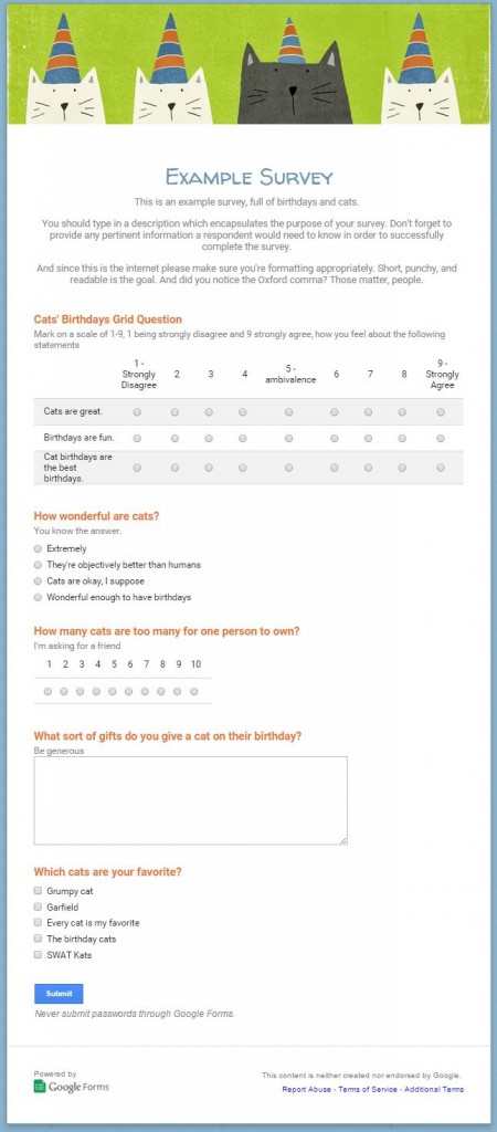Example survey full live