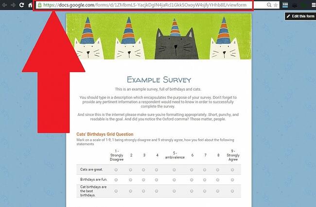 Live survey page URL