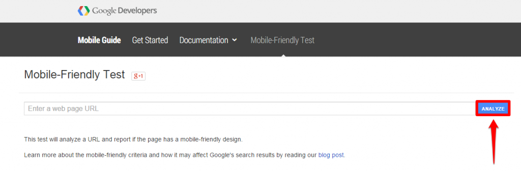 Google Tool Homepage Analyze Button