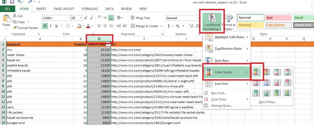 Conditional formatting in Excel