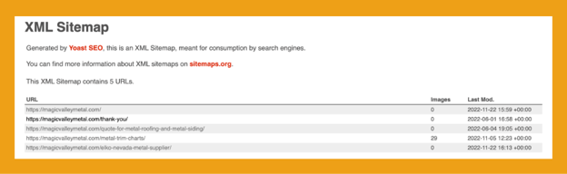 Example of XML Sitemap