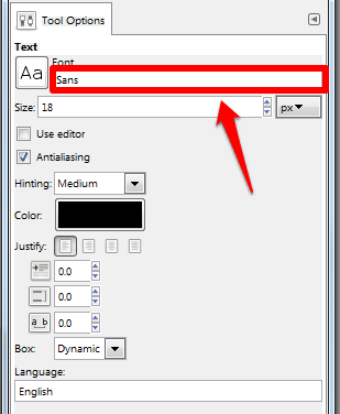 Adjust text font example screenshot