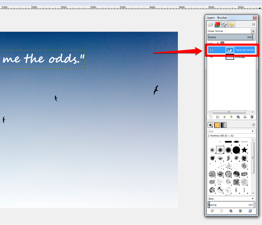 gimp add border to text