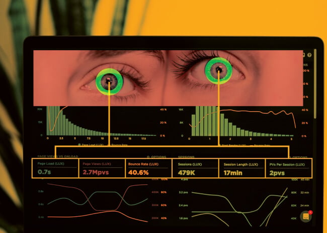 Eyes looking at website data