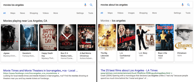 Movies near AND about LA side by side