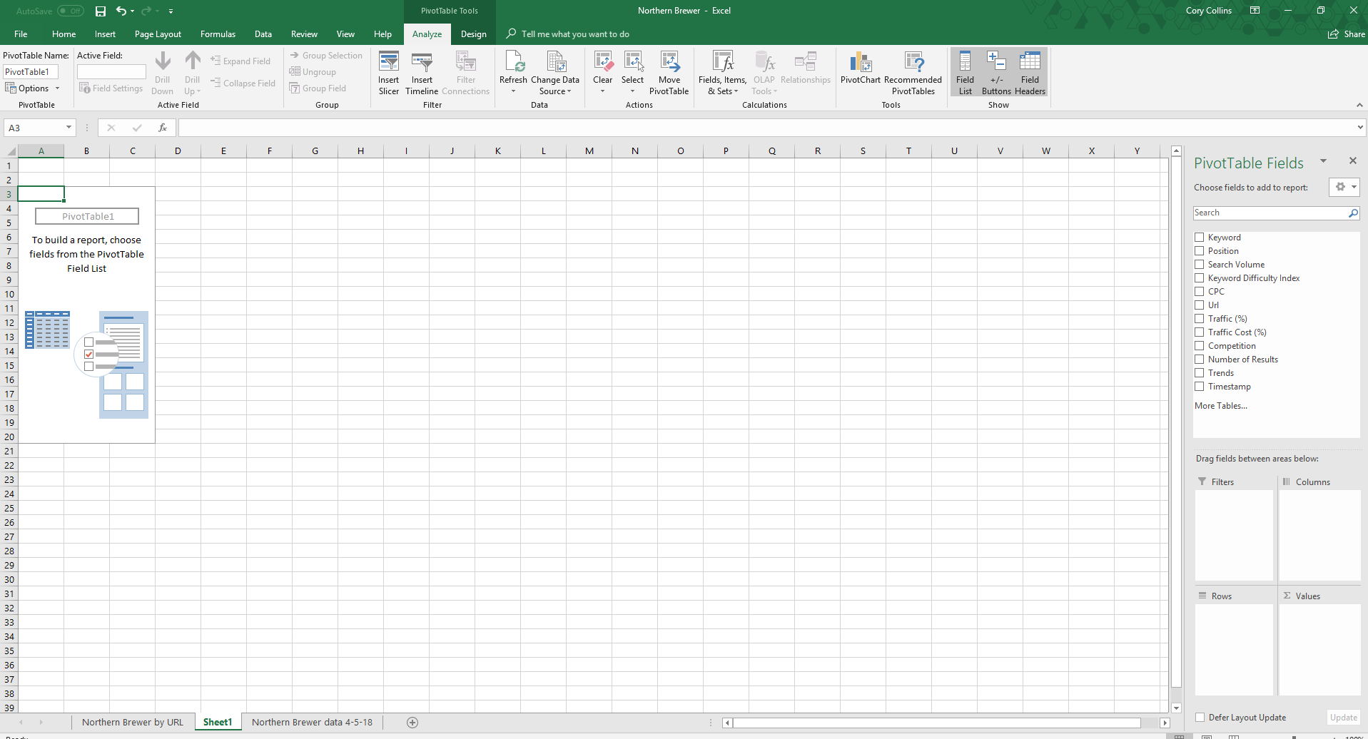 Excel blank pivot table