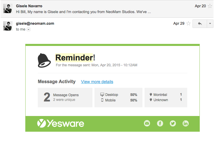 Email example screenshot