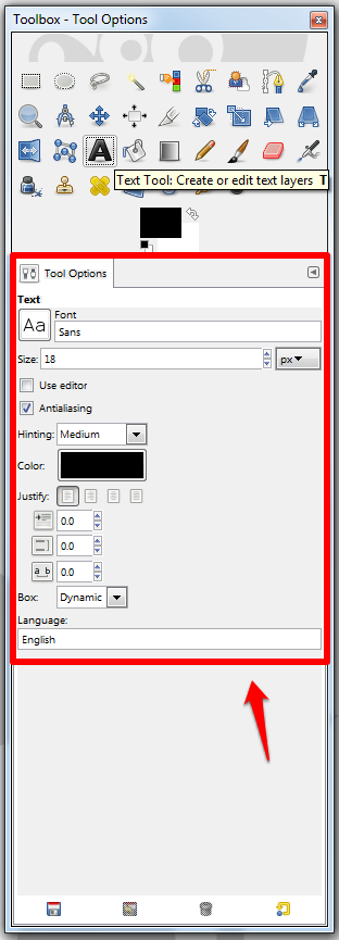 Adjust text example screenshot